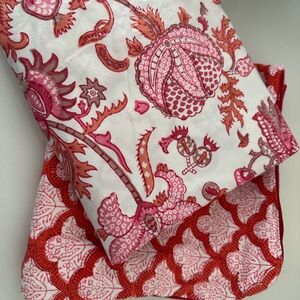 Roberta Roller Rabbit Pink and Red twin size flat sheet and 2 euro shams